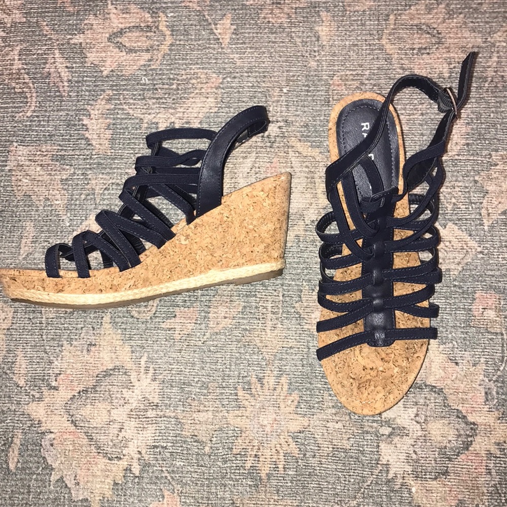 RAMPAGE navy blue wedged sandals